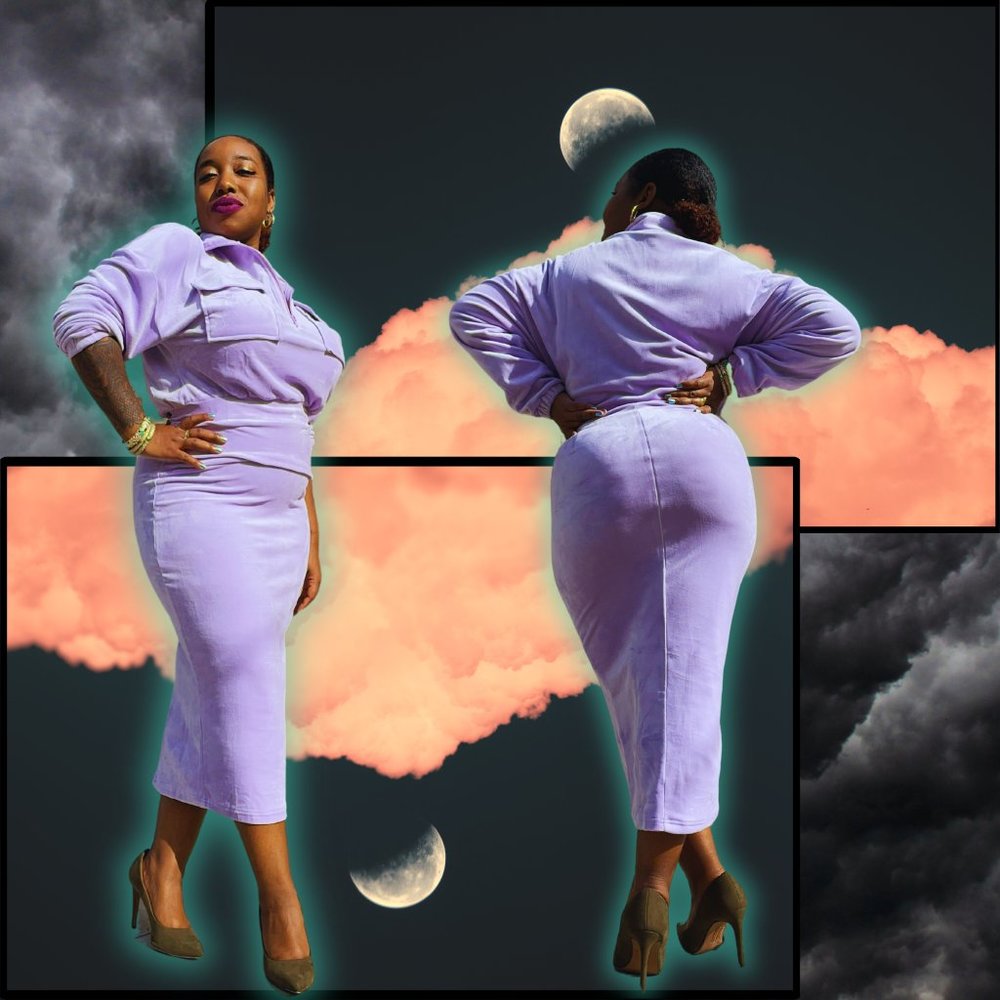 Lavender Dream Velour Midi Dress